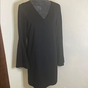 Cece Black Long Sleeve V-Neck Dress